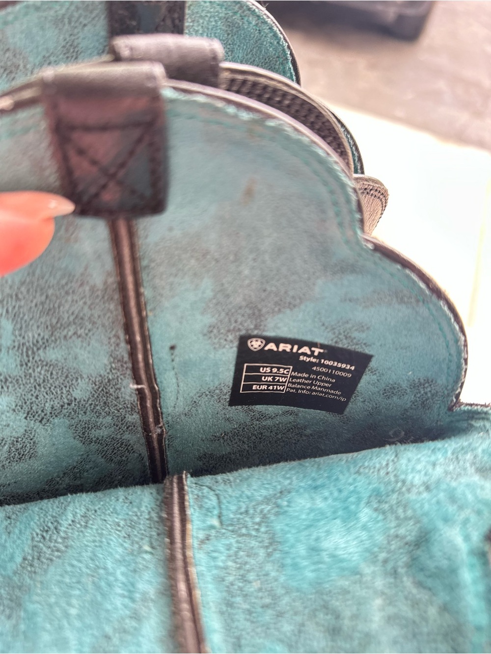 Ariat Black Boots with Teal Interior - Picture 4 of 4